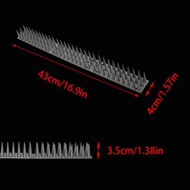 Lilaly 12 Pack 17inch Bird Spikes, Bird Spikes for Outside to Keep Birds Away, Security Fence Spikes Anti-Theft Climb Strips with Nano Glue and Cable tie for Roof, Railing (Silver 17FT)