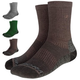 Rymora Walking Socks Hiking Socks Men Women (Unisex) (Merino Wool, Moisture Wicking, Seamless Toe) (One Pair - Brown) [S] (Small: UK 3-6.5 / EU 35-39)