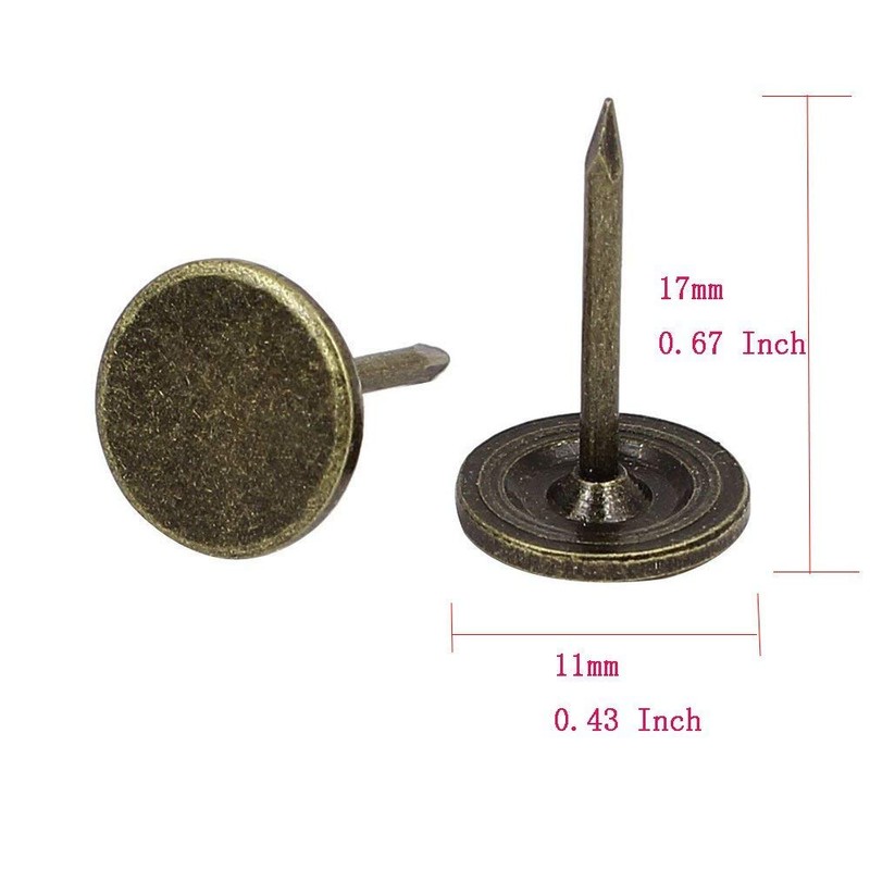Sydien 100Pcs Bronze Tone Flat Head Thumb Tack Furniture Decor
