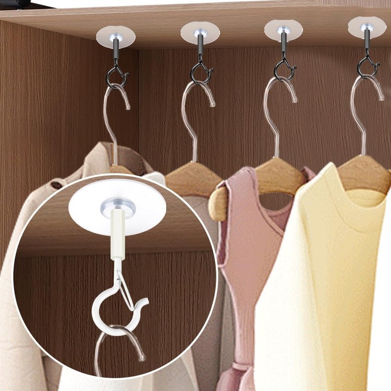 Lryusca Adhesive Ceiling Hooks Heavy Duty, 4 Pack Self Adhesive