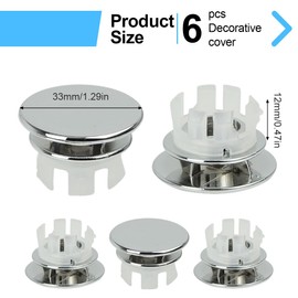 WeddHuis Pack of 6 Sink Overflow Covers, Round Overflow Cover, Overflow Cover, for Kitchen, Bathroom, Bathtub Accessories