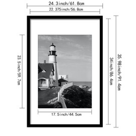Picrit 22.375x34 Picture Frame 3 Pack, Black Poster Frame, Display Poster 18 x 24 with Mat or 22.375 x 34 Without Mat for Horizontal or Vertical Wall Mounting