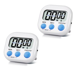 2 Pack Digital Timer - Kitchen Timer Clock with Magnetic Back for Cooking Minute Seconds Count Up Countdown, Minute Cooking Timer Alarm Clock for Classroom Gym Study Teeth Cleaning Kids Children