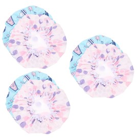Baluue 6pcs Bath Caps Elastic Band Double Hair Shower Caps for Women Reusable Hair Cover for Spa and Travel Ocean World Circles