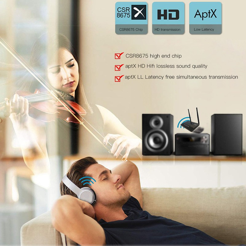 BT 5.0 Transmitter Receiver HiFi Lossless Sound CSR Chip NFC