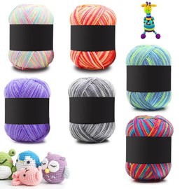 Crochet Yarn, Acrylic Yarn for Knitting, 6 Pieces, 50 g, Hand Knitting Yarn, Cotton Yarn, Soft Multicoloured Yarn Set for Knitting, Crochet and DIY Crafts, 6 Mixed Gradient Colours