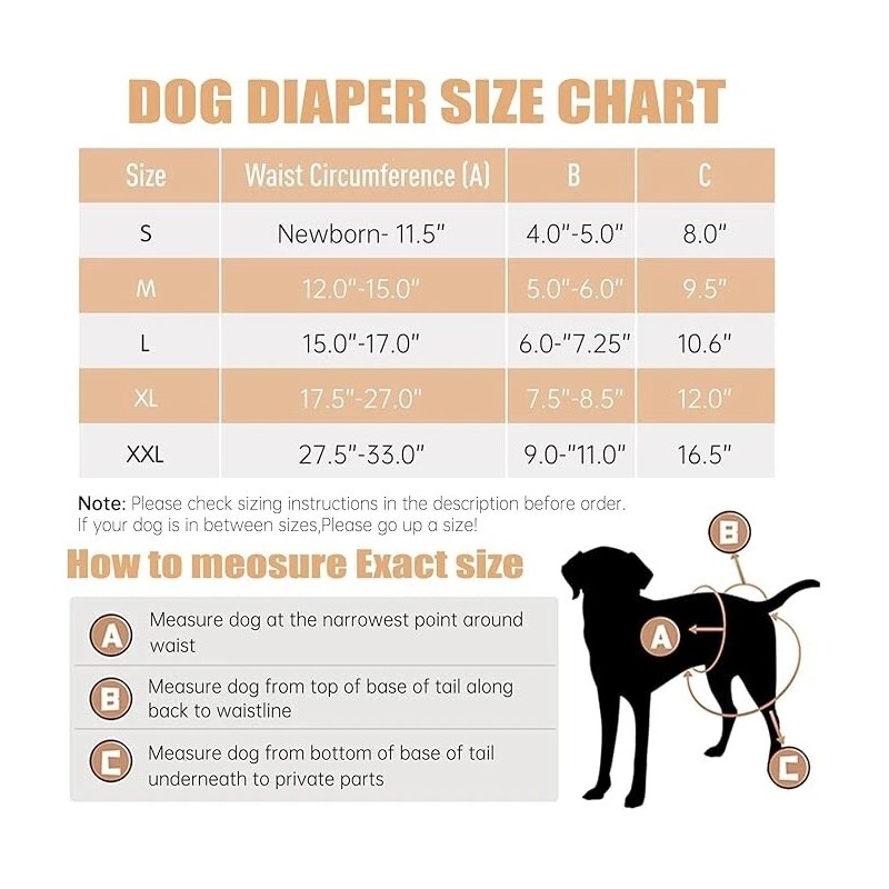 Leekalo Reusable Washable Dog Diapers Female (3 Pack) Highly Absorbent