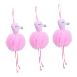 FOMIYES 3pcs Flamingo Bath Bubble Mesh Poufs for Gentle Exfoliation Soft Body Wash Sponges for Boys and Girls Adults Bathroom Accessory for Relaxing Showers