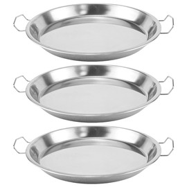3Pcs 9 Inch Stainless Steel Steaming Tray Cold Noodle Plate Steamed Rice Tray Chinese Liangpi Steamer Pan Round Dinner Plate Fruit Serving Dish（Silver）