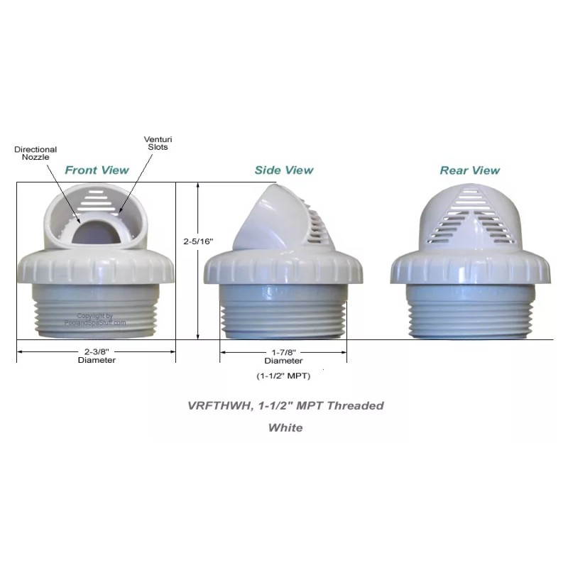 Venturi Infusion Venturi Pool Eyeball Threaded Return Fitting VRFTHWH White