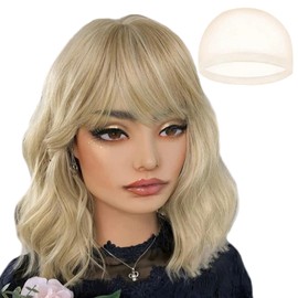 JSTHHTT 14 Inch Short Blonde Wig for Women, Synthetic Hair Wigs, for Daily Party, Cosplay, 35 cm
