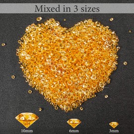 Pack of 4500 Acrylic Decorative Diamonds, 3 Sizes, Yellow Gemstones, Made of Plastic, Diamond, Acrylic Gemstone DIY for Wedding, Birthday, Christmas, Decoration De Fiesta En Casa (Yellow)