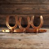 FTWDesign Three Horseshoe Wall Hooks in Bronze Look - Horse