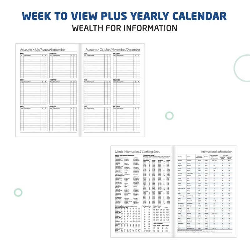 1ABOVE A4 Week to View 2025 Diary| 60gsm-Paper| Hardback, Casebound