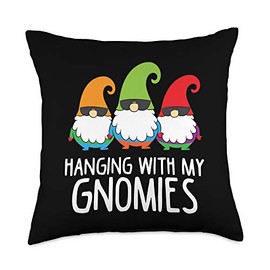 Hanging With My Gnomies Funny Garden Gnome Throw Pillow
