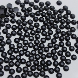 NYANDELMO ND-0380-R01-BK-2mm Rhinestone Deco Stone Nail Parts, Uchiwa Decor, Black, 0.08 inch (2 mm)