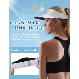 Ausing Womens Sun Visor Cap Wide Brim Hat One Piece Design Sun Hats UPF50+ Waterproof Hat Mesh Sun Hat Summer Beach Travel White