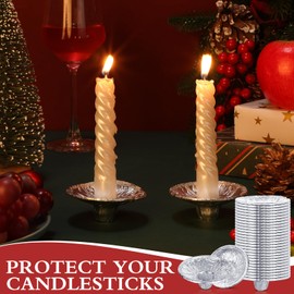 Dandat Aluminum Foil Candle Holder for Shabbat Bulk Disposable Candle Drip Protectors Heavy Duty Candle Drip Cups Candlestick Holders Aluminum Protector Breeches(300 Pcs)