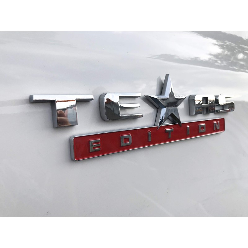 1 Count Silver+Red 3D Texas Edition Emblem compatible with Chevy