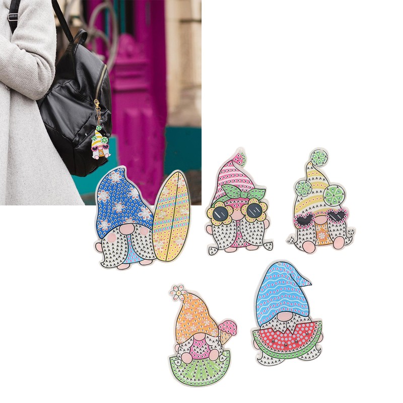DIY Rhinestone Painting Keychains Cute Dwarfs Shape Stress Relief Improve
