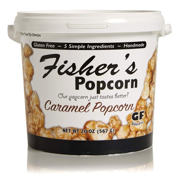 Fisher's Popcorn Caramel Popcorn, Gluten Free, 5 Simple Ingredients, Handmade,