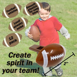 12 Football Whistles, Sport Game Whistle Party Favor for Sport Themed Birthday Party, Team Spirit Cheer Noisemaker, Treat Goody Bag Stuffer for Sport Celebrations