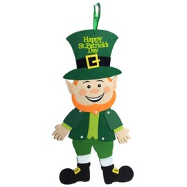 Saint Patrick's Day Decor ~ Smiling Jointed Felt Leprechaun Hanging Decoration