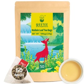 WEETEE Mullein Tea Bags, 3 g x 50 Mullein Leaf Tea Bags, Made from 100% Pure Mullein Leaves, Natural Caffeine-free Herbal Tea