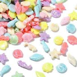KitBeads 1000Pcs Random Acrylic Sea Animal Ocean Marine Beads - Starfish, Seahorse, Seashell for Jewelry Making Bracelets Necklaces Bulk