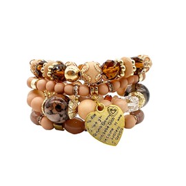 rgwtgkyh 4PS Bohemian Bracelet for Women White Brown Crystal Natural Stone Beaded Bracelets Western Vintage Stackable Multilayer Stretch Bracelets for Mom Friends Boho Jewelry Gift (A)