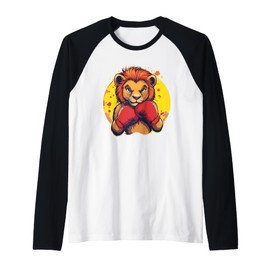 Wild Strength with this Cool Lion and Boxing Vibes Raglan Baseball Tee