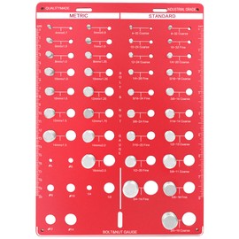 Thread Checker, 42 Bolt Size and Thread Gauge, Bolt Thread Identifier with 19 Standard & 15 Metric, Bolt Identifier Board, Wall-Mountable Nut and Bolt Thread Checker Gauge with Inch & CM Ruler