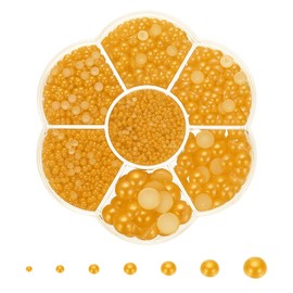 PATIKIL 5645Pcs Flatback Pearls Beads for Crafting, 7 Sizes Half Round Resin Beads Flatback Pearl Charms for DIY Nail Art Phone Decoration Socks Charms, Gold