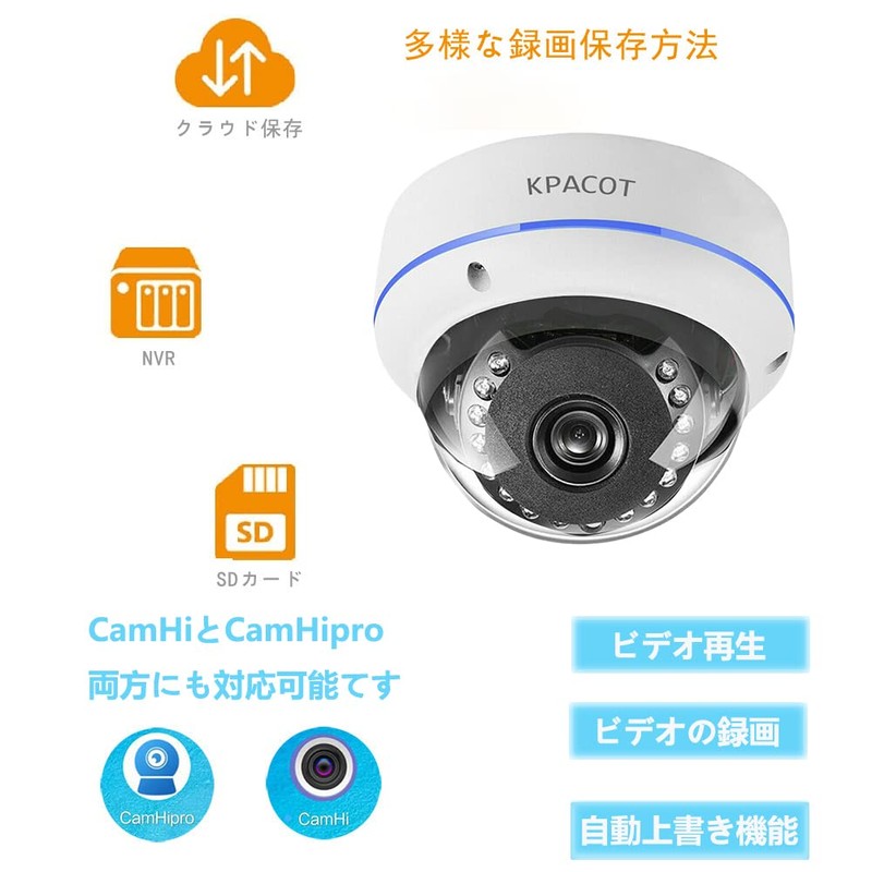 KPACOT Security Camera, Outdoor, Wireless IP Camera, 2 Megapixels, Poe