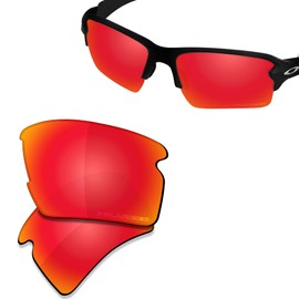 SAUCER Premium Replacement Lenses & Rubber Kits for Oakley Flak 2.0 XL OO9188 Sunglasses High Defense - Fire Red Polarized