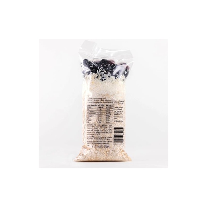 TentMeals Camping and Expedition Food: Blueberry Burst Porridge Breakfast. 1x