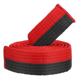 PATIKIL Taekwondo Colored Ranking Belt, 1.6" x6.6Ft 2M Polyester Martial Arts Judo Karate Belt for Coach Teaching Practice, Red-Black