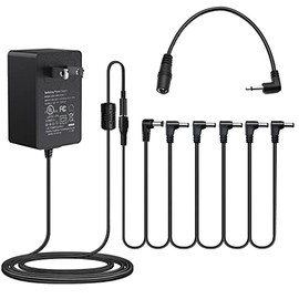 SAPHUE Guitar Pedal Power Supply - DC 9V Power Supply for Guitar Pedals 1A (1000mA) with Cable Negative 6 Way Daisy Chain Cord Tip for Guitar Effect Pedals and More Devices