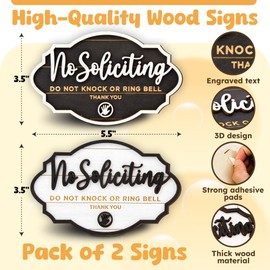 No Soliciting Sign For Home - 2 Pack Small Do Not Disturb Door Sign for Front Door Decor, Welcome Sign for Office, Home, Please Do Not Knock Or Ring Doorbell Signs