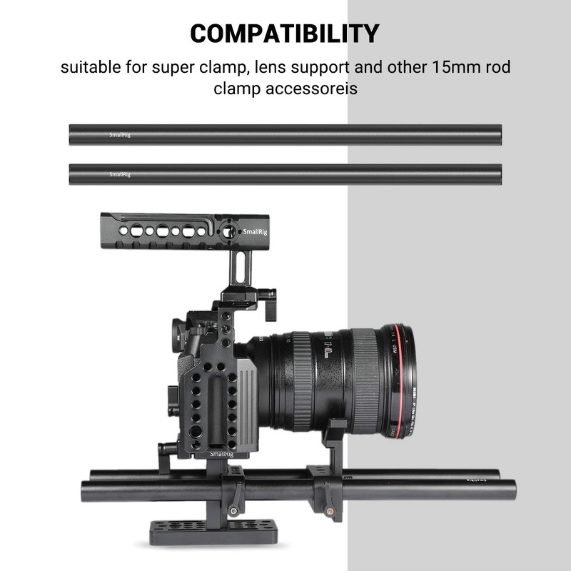 SMALLRIG Aluminum Alloy 15mm Rod - 30cm / 12 Inch