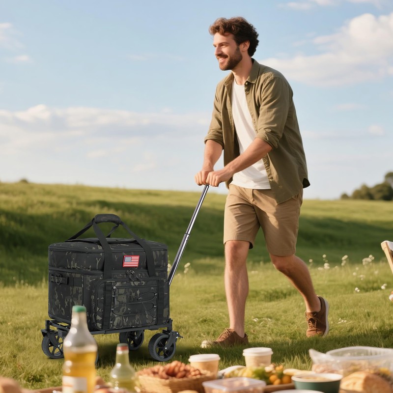 Extra Large Wheeled Portable Camo Cooler Bag 85 Can Double