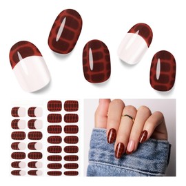Semi Cured Gel Nail Strips, 30 pcs Gel Nail Stikers, Gel Nail Wraps Semi Cured, Salon-Quality, 2 Weeks Long Lasting