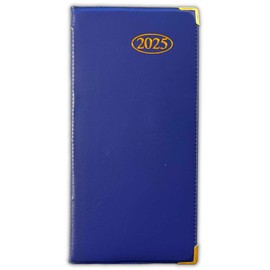 2025 Slim Line Week to View Padded Diary Metal Corner Case Bound (Blue)