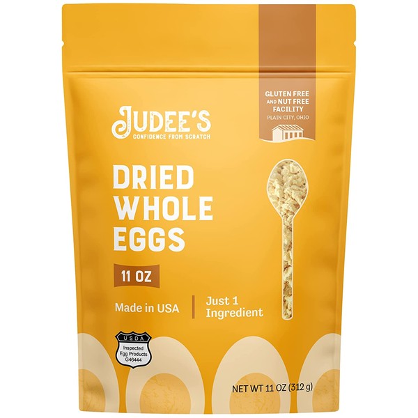 Judee’s Whole Egg Powder 11oz - Just One Ingredient, Pasteurized - Great for Baking and Cooking - 100% Non-GMO, Gluten-Free & Nut-Free - Great for Camping & Outdoor Use - Made in USA