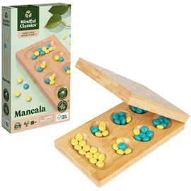Mindful Classics, Mancala Board Game Made from Bamboo & Recycled Plastic for Earth Day, Eco-Friendly Products for Adults and Kids Ages 8 and up