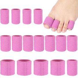 16 Pcs Toe Cushion Tube Toe Tubes Sleeves Soft Gel Corn Pad Protectors for Cushions Corns, Blisters, Calluses, Toes and Fingers (Pink)