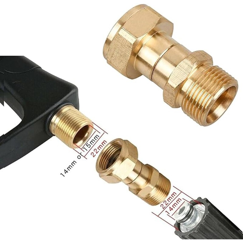 M22 x 14mm Brass Pressure Washer Swivel Joint Anti Twist
