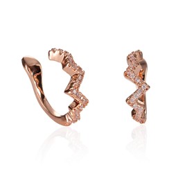 namana Zig Zag Rose Gold Ear Cuff Earrings for Women, Rose Gold Plated Ear Cuffs with Cubic Zirconia Stones, Pair of Ear Cuff Earrings No Piercing, Edgy Ear Cuffs for Women for Non Pierced Ears