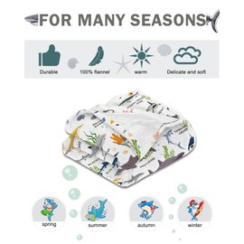 Fiwbnasz Shark Gifts for Boys/Girls, Shark Blanket Kids, Sharks Educational Blankets, Ocean Educational Gifts for Kids, Ocean Blankets, Whale Sharks Blanket 50" X 60"