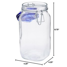 Bormioli Rocco Fido Square Jaw with Blue Lid, 50-3/4-Ounce